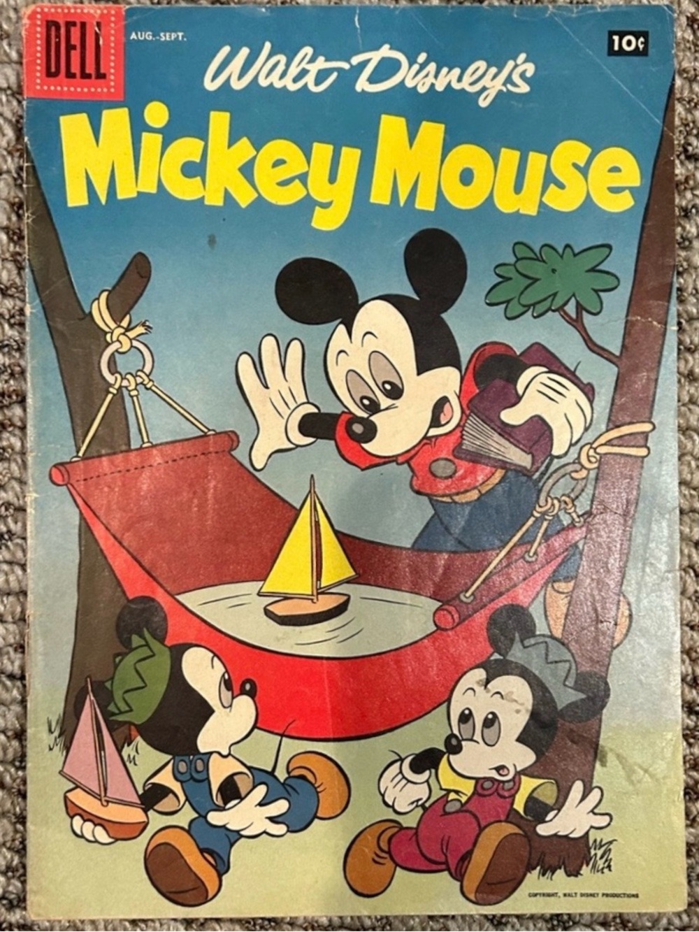 Vintage 1957 Walt Disney Mickey Mouse #55 Dell Comic Book Aug Sept